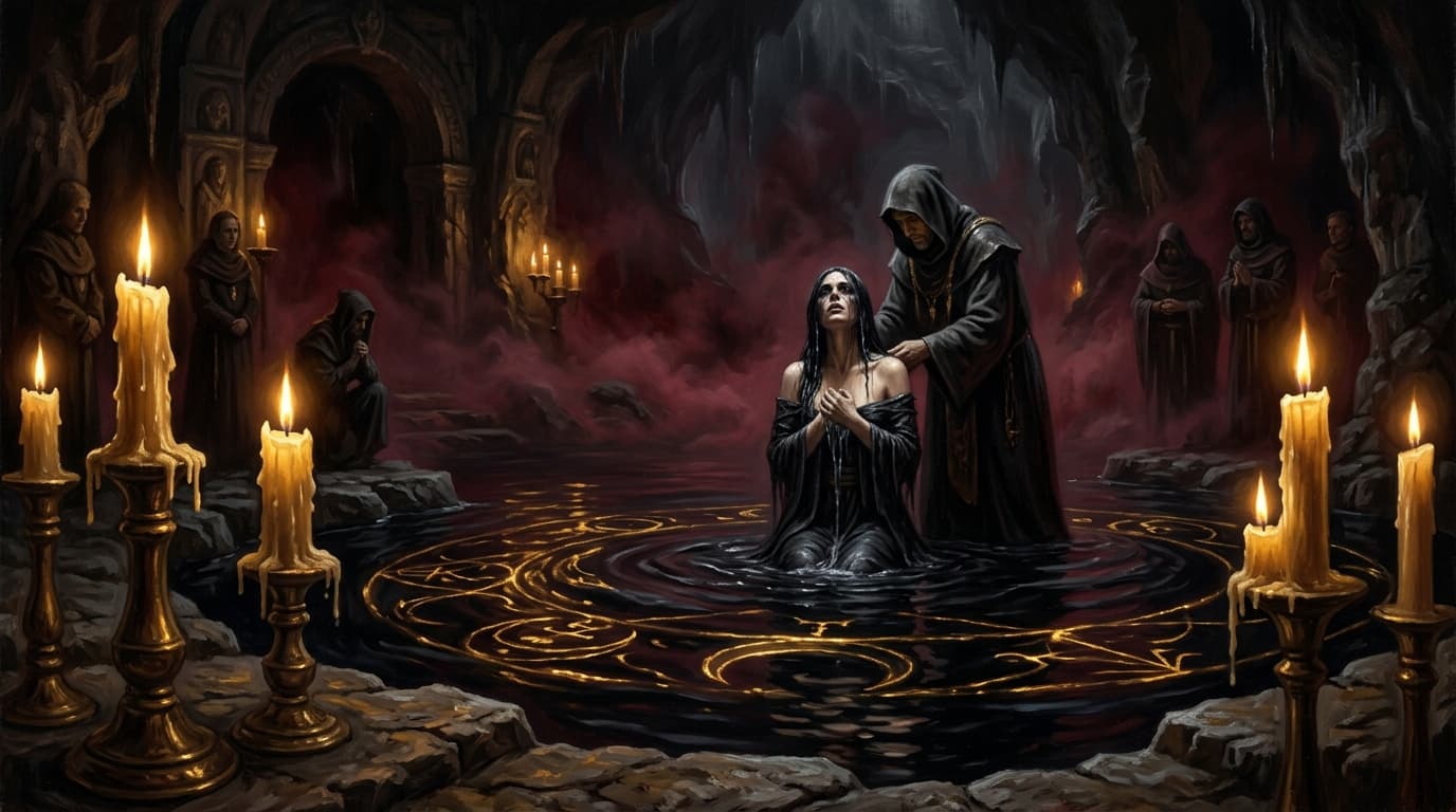 Painted rite of the Black Water baptism: a descent into deep black water